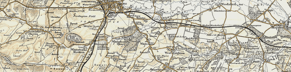 Old map of Whitcombe in 1899-1909