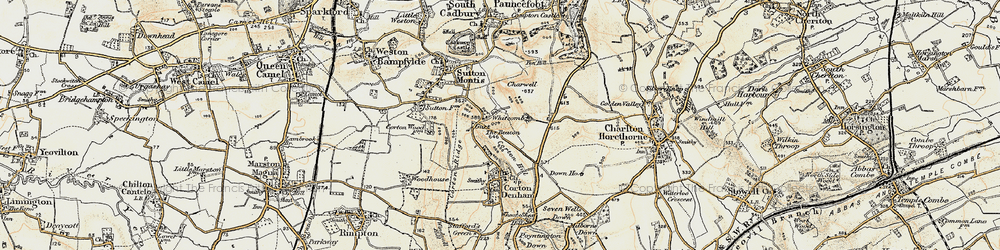 Old map of Whitcombe in 1899