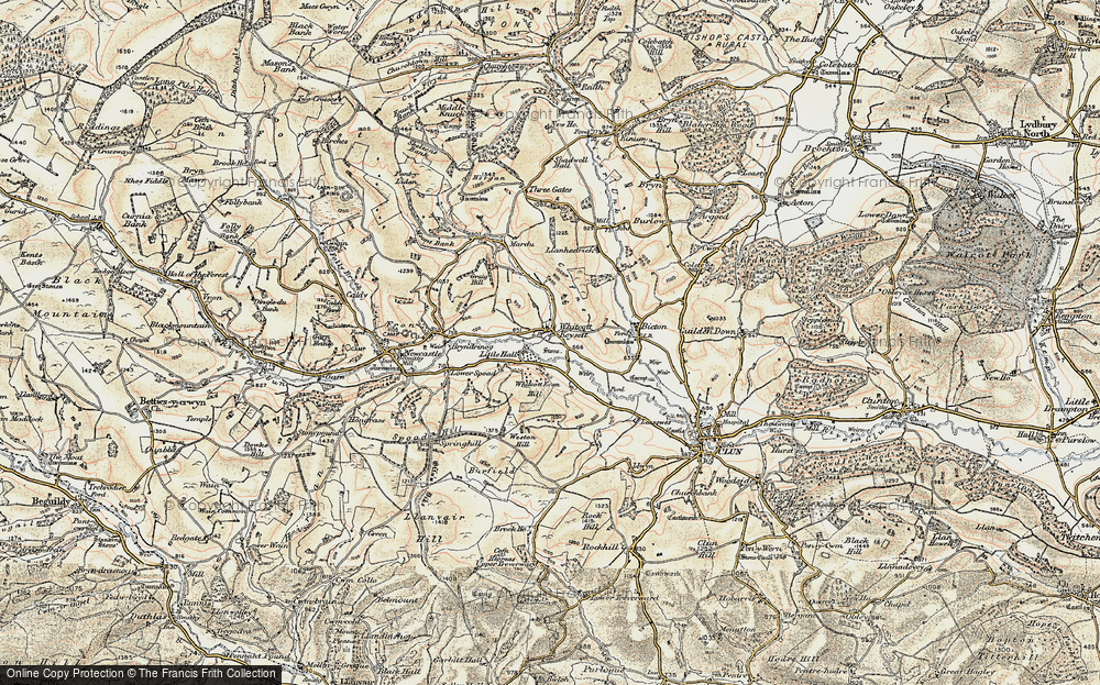 Old Map of Whitcott Keysett, 1901-1903 in 1901-1903
