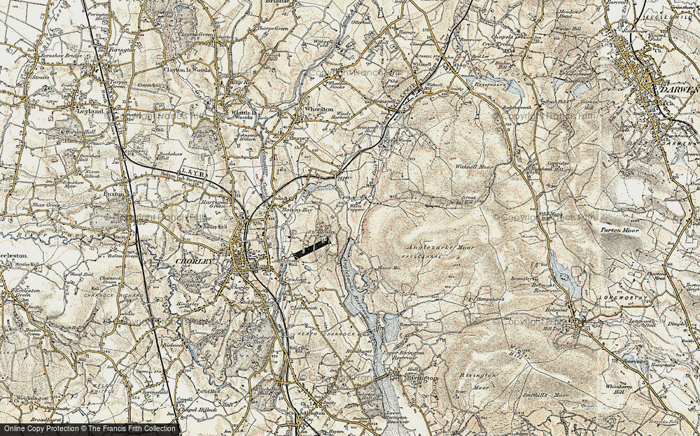 Old Map of Historic Map covering Anglezarke Moor in 1903