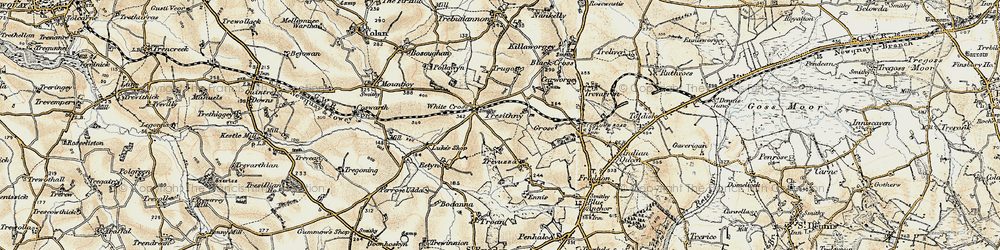 Old map of Tresawna in 1900