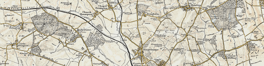 Old map of Boughton Grange in 1898-1901