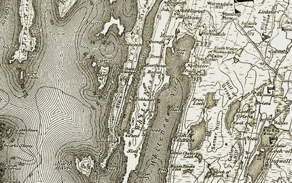 Old map of Broo Loch in 1911-1912