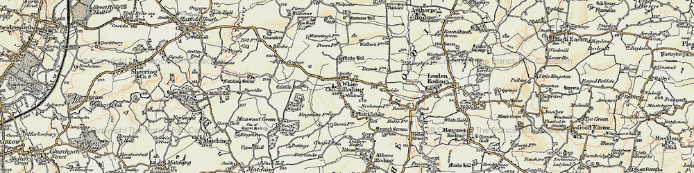 Old map of White Roding in 1898