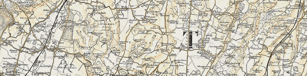 Old map of Whiteacre in 1898-1899
