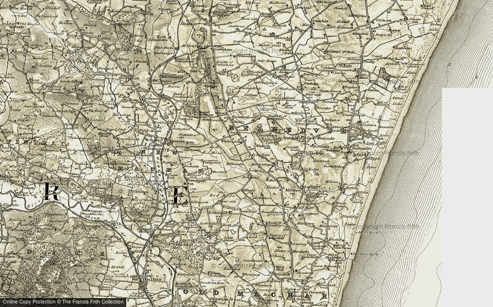Old Map of Whitecairns, 1909-1910 in 1909-1910