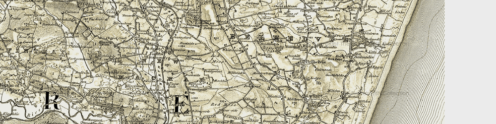 Old map of Belscamphie in 1909-1910