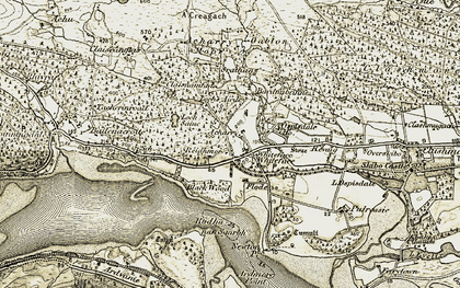 Old map of Acharry Moor in 1911-1912