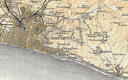 Old map of Whitehawk in 1898