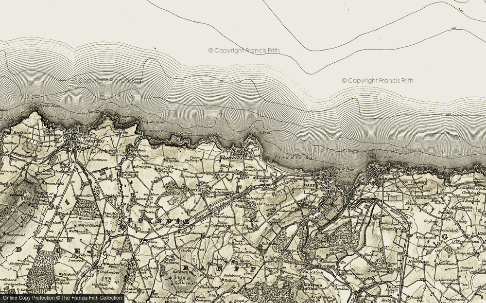 Old Map of Historic Map covering Boyne Bay in 1910