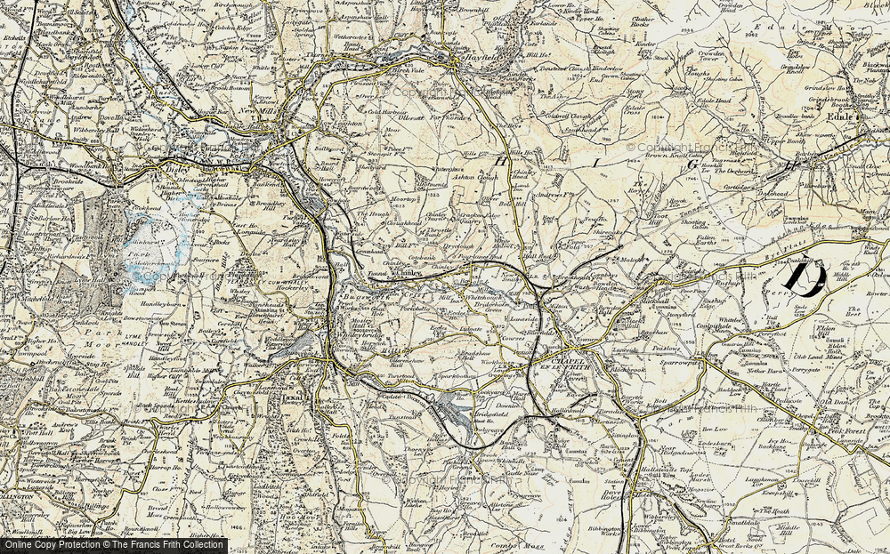 Old Map of Historic Map covering Cracken Edge in 1902-1903