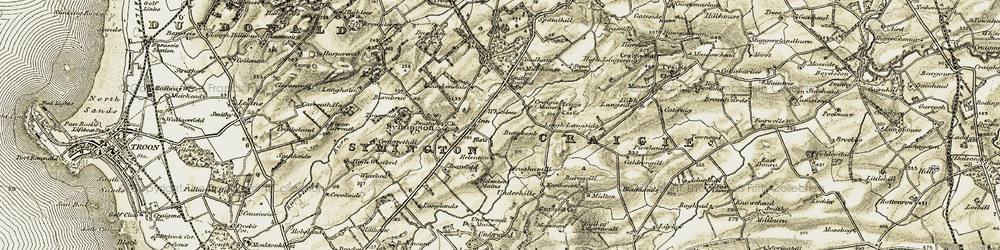 Old map of Whitelees in 1905-1906