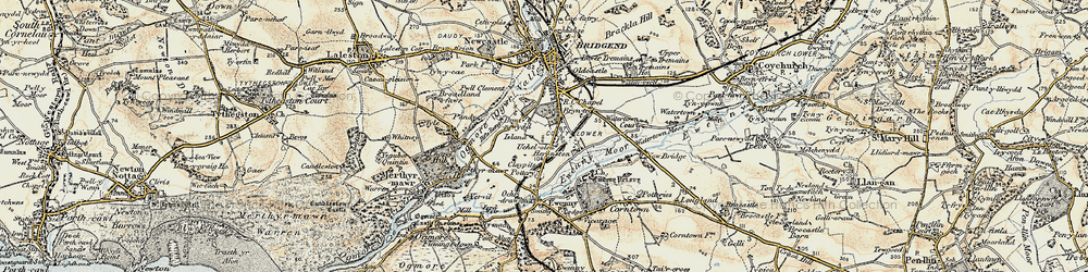 Old map of Whiterock in 1900