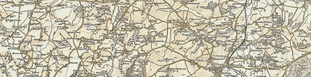 Old map of Whitestaunton in 1898-1900