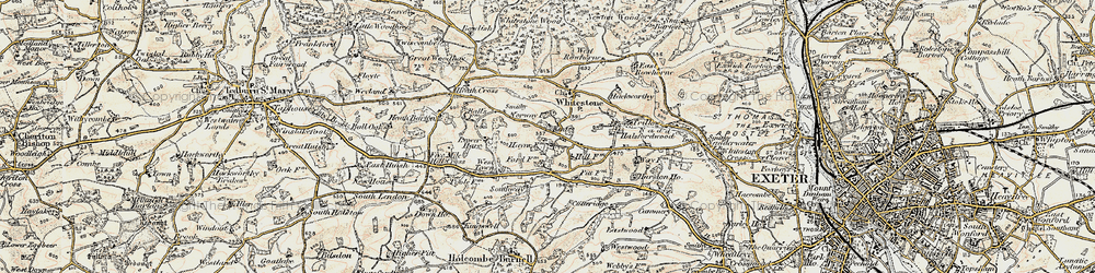 Old map of Whitestone Wood in 1899-1900