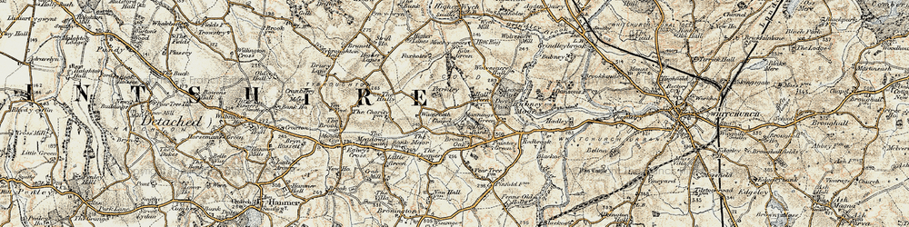Old map of Whitewell in 1902