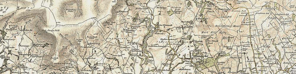 Old map of Whitewell in 1903-1904
