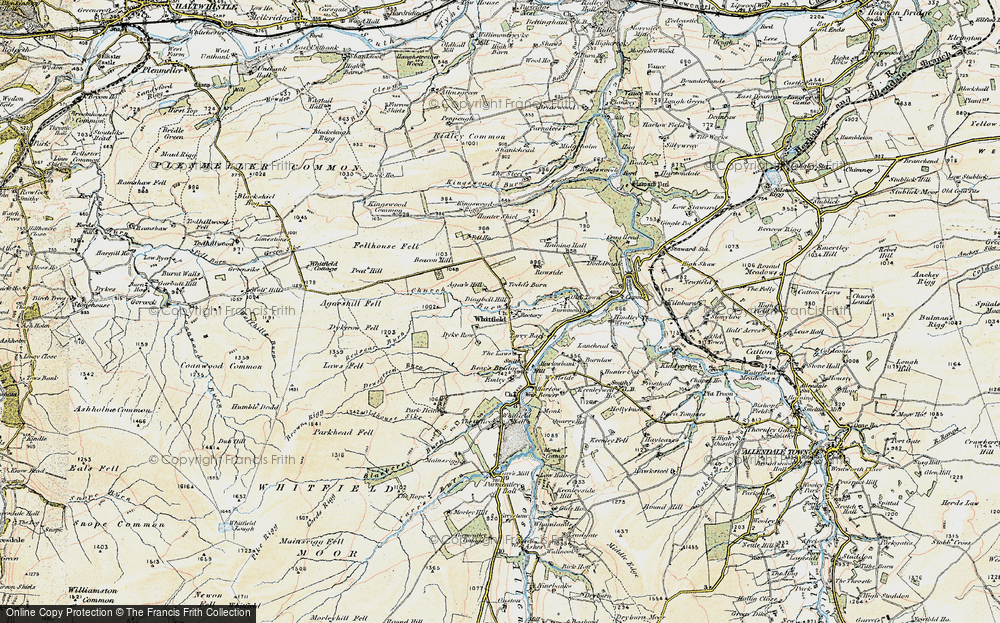 Old Map of Historic Map covering Agarshill Fell in 1901-1904