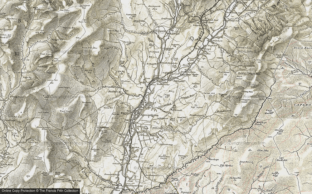 Old Map of Historic Map covering Birny Fell in 1901-1904