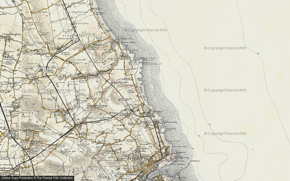 Old Map of Whitley Sands, 1901-1903 in 1901-1903