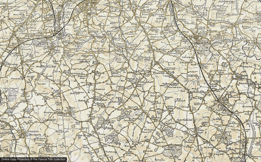 Old Map of Whitlock's End, 1901-1902 in 1901-1902