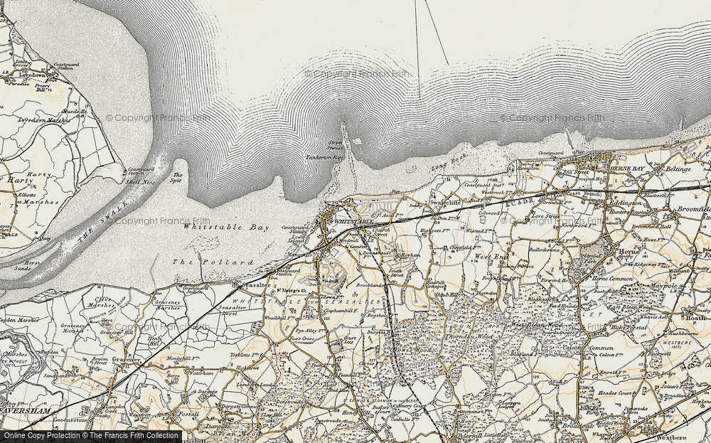 Old Map of Historic Map covering Whitstable Street in 1898-1899
