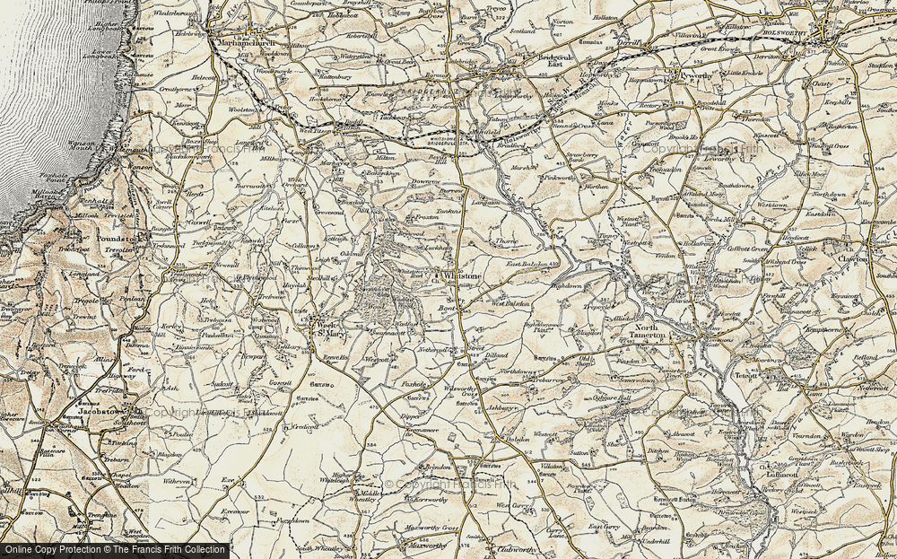 Old Map of Whitstone, 1900 in 1900