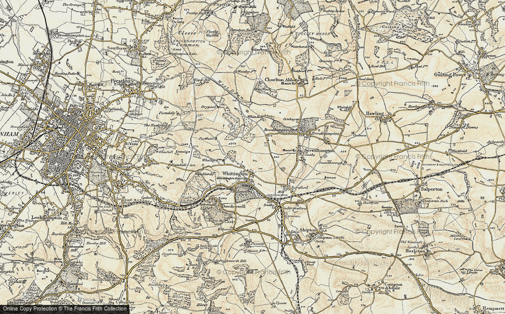 Old Map of Historic Map covering Whittington Court in 1898-1900