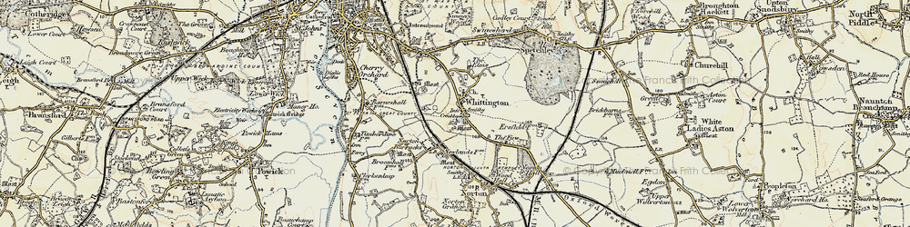 Old map of Whittington in 1899-1901