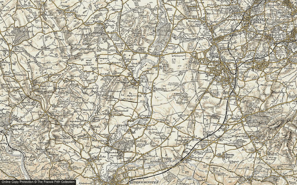 Old Map of Historic Map covering Whittington Common in 1901-1902