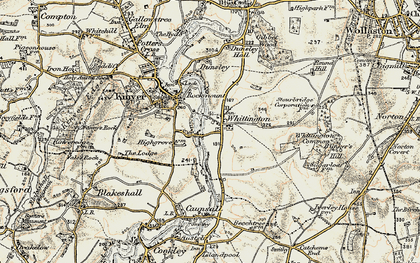 Old map of Whittington Common in 1901-1902