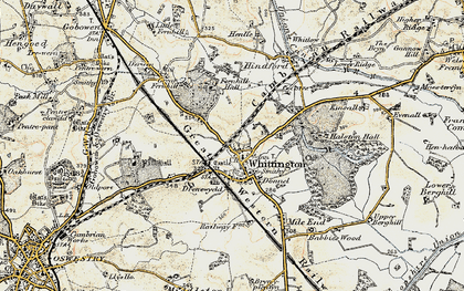 Old map of Whittington in 1902