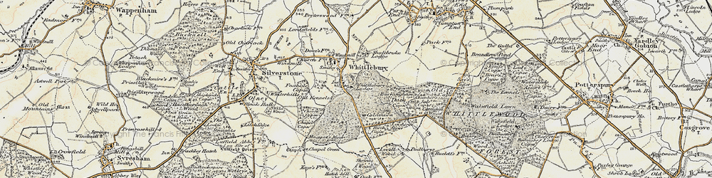 Old map of Whittlebury in 1898-1901