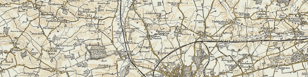 Old map of Whitton in 1898-1901
