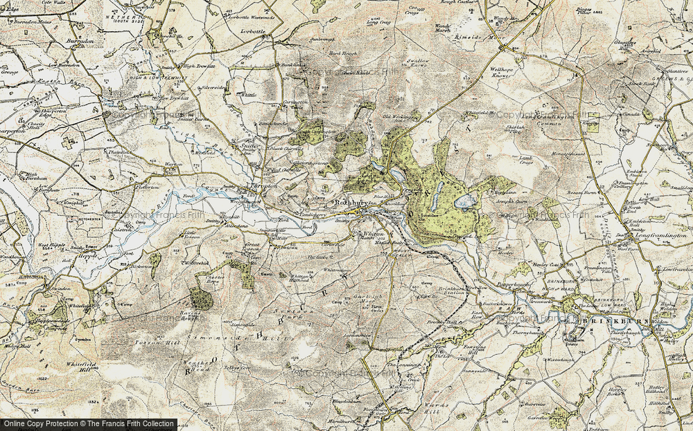 Old Map of Historic Map covering Whittondean in 1901-1903