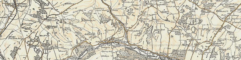 Old map of Whittonditch in 1897-1899