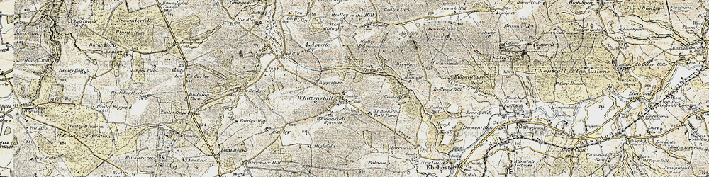 Old map of Whittonstall in 1901-1904