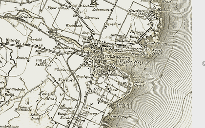 Old map of Wick Bay in 1912