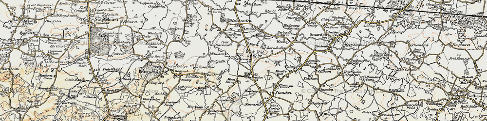 Old map of Wick Hill in 1897-1898