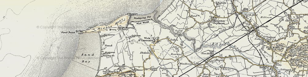 Old map of Wick St Lawrence in 1899-1900