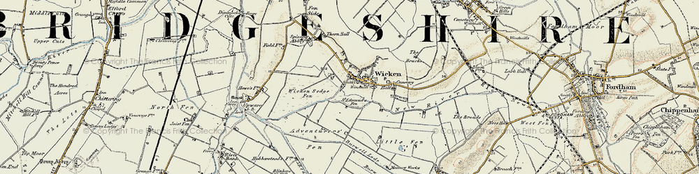 Old map of Wicken Fen in 1901