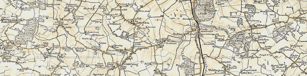 Old map of Wicken Bonhunt in 1898-1899