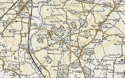 Old map of Wickham Bishops in 1898