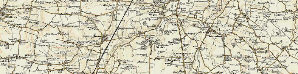 Old map of Wickham Skeith in 1901