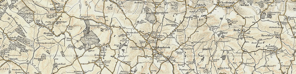 Old map of Wickhambrook in 1899-1901