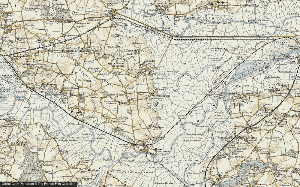 Old Map of Historic Map covering Wigg's Carr in 1901-1902
