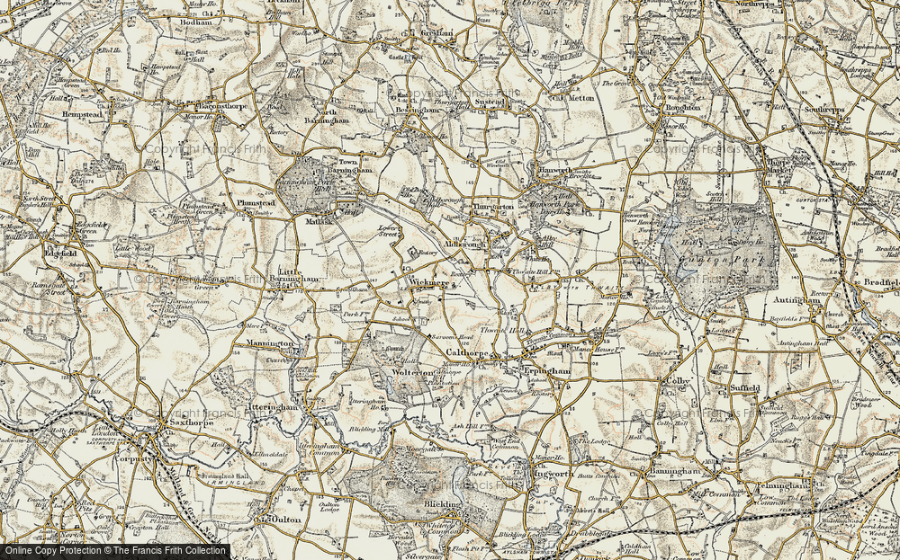 Old Map of Wickmere, 1901-1902 in 1901-1902