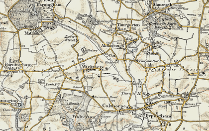 Old map of Wickmere in 1901-1902