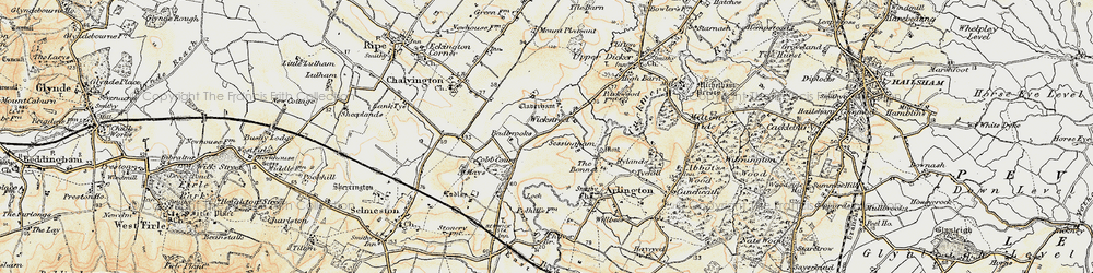 Old map of Arlington Reservoir in 1898