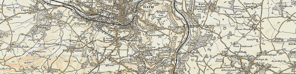 Old map of Widcombe in 1898-1899